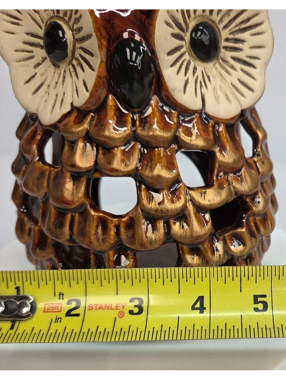 Vintage Ceramic Owl Tea Light Candle Holder Brown Woodland Decor 7
